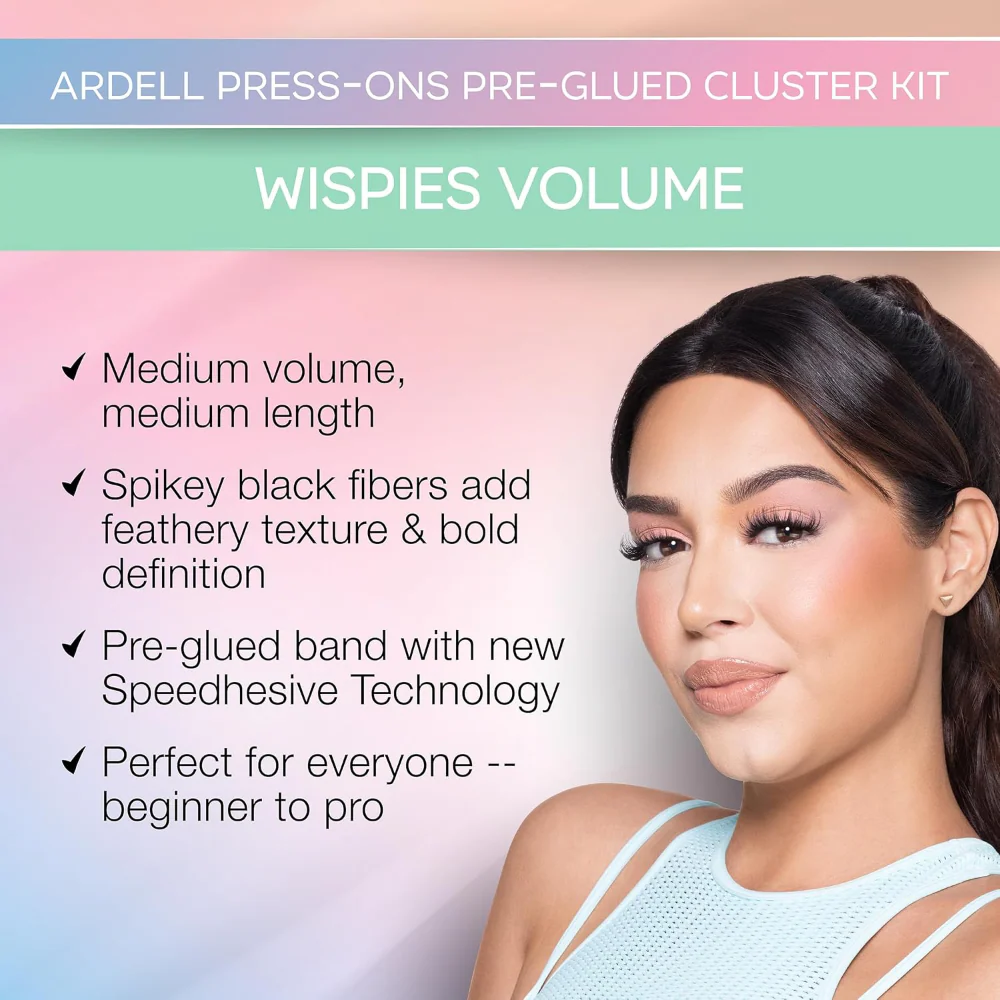 Ardell Press On Pre-Glued Underlash Extensions Wispies Volume Black - Image 2