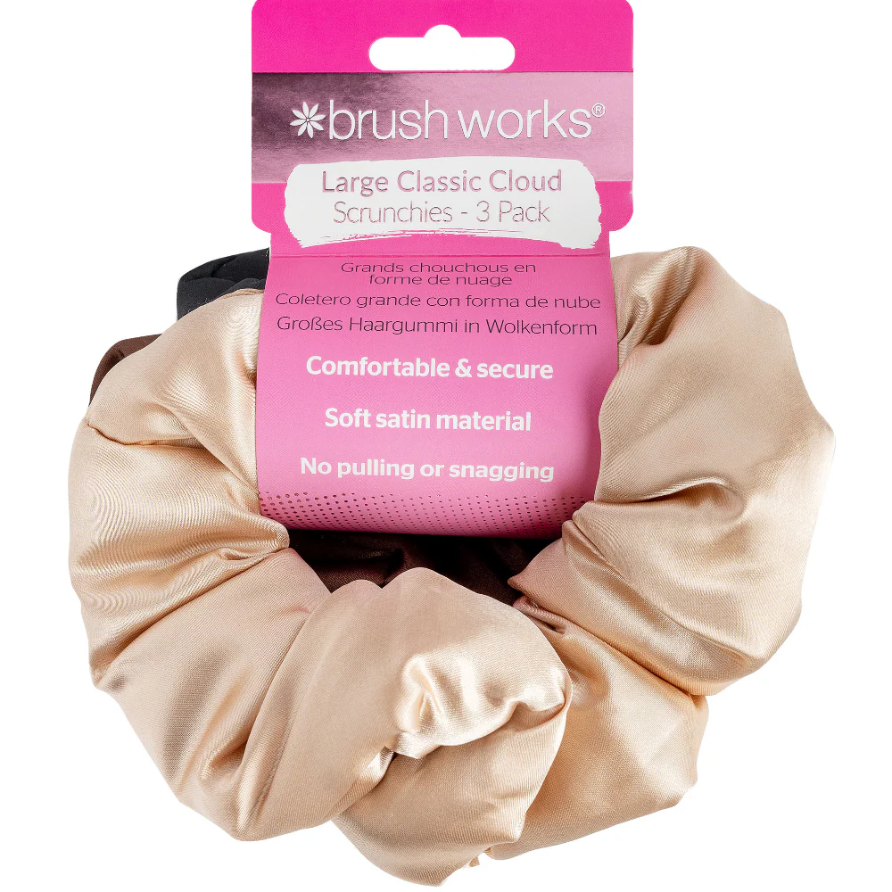 Brushworks Assorted Large Classic Cloud Scrunchies Pack of 3