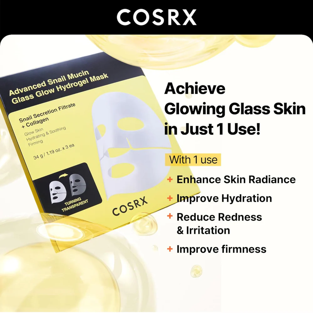 CosRx Advanced Snail Mucin Glass Glow Hydrogel Sheet Mask 34g - Image 4