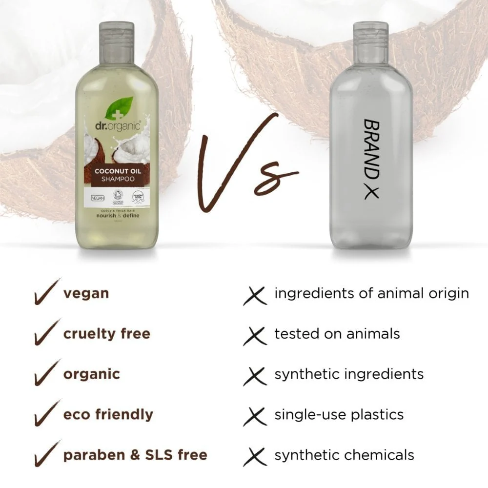 Dr. Organic Virgin Coconut Oil Shampoo & Conditioner Twin 2 x 265ml - Image 3
