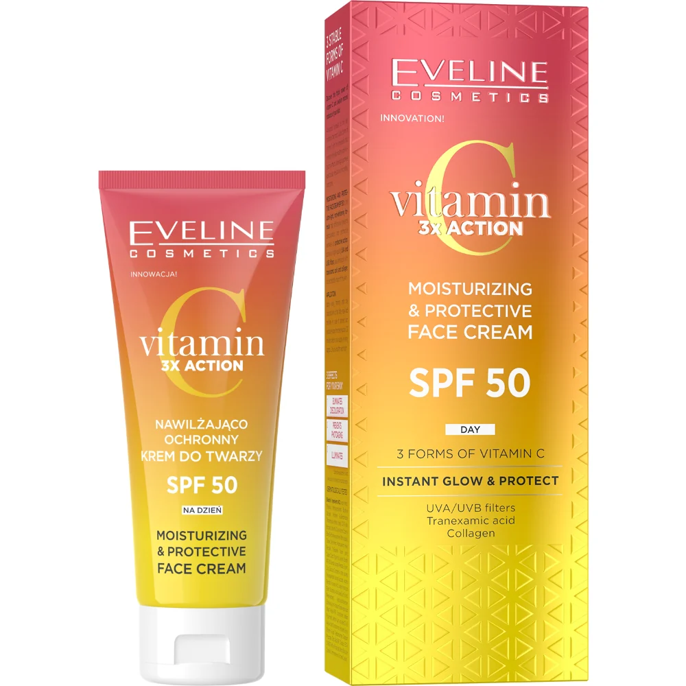 Eveline Cosmetics Vitamin C 3x Action Moisturising & Protective Face Cream SPF50 30ml - Image 4