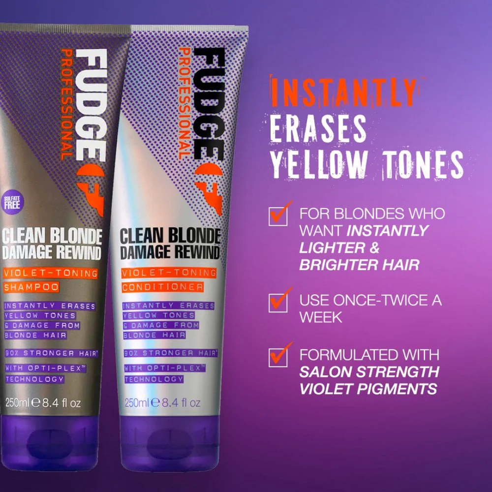Fudge Professional Clean Blonde Damage Rewind Violet-Toning Conditioner 1000ml - Image 4