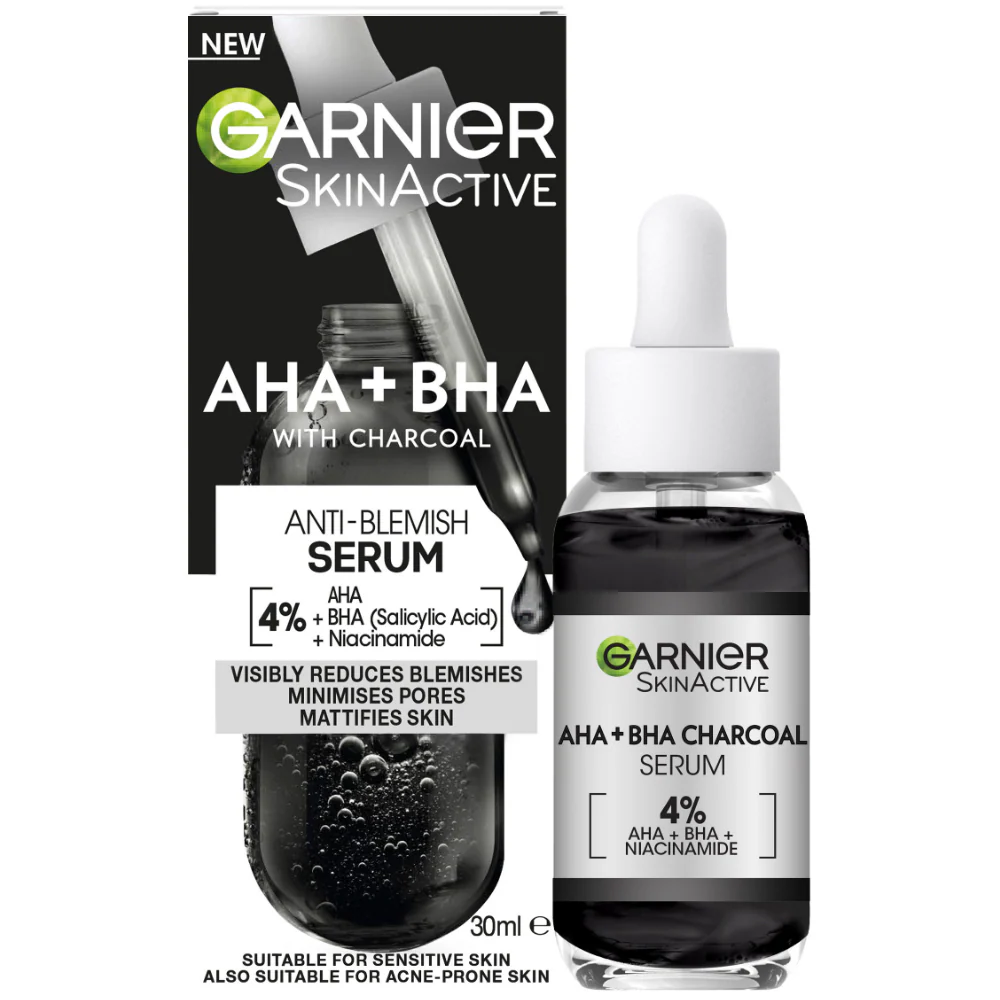 Garnier Skin Active 4% AHA+BHA Charcoal Anti-Blemish Serum 30ml