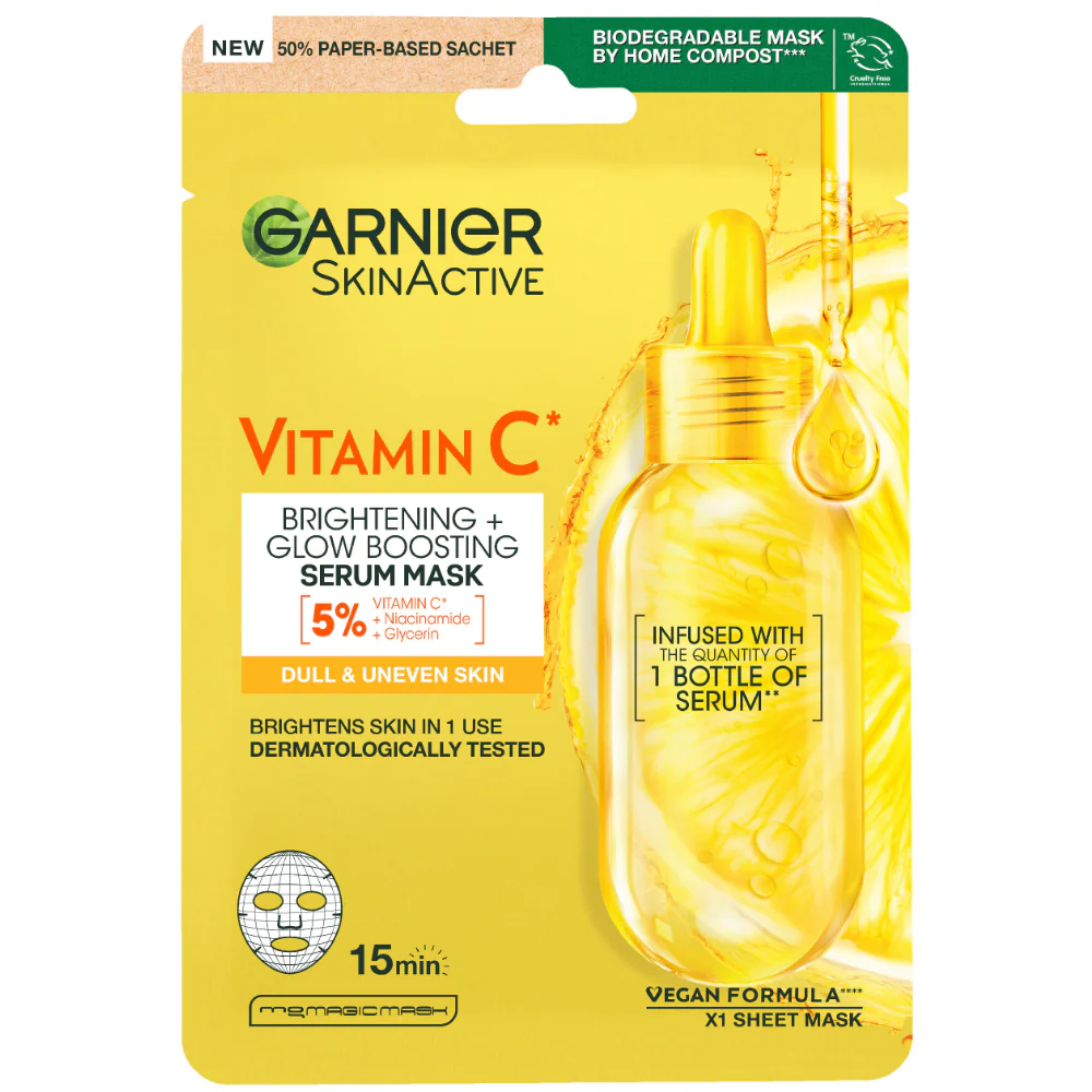 Garnier Skin Active Vitamin C* Brightening Glow Sheet Mask 28g