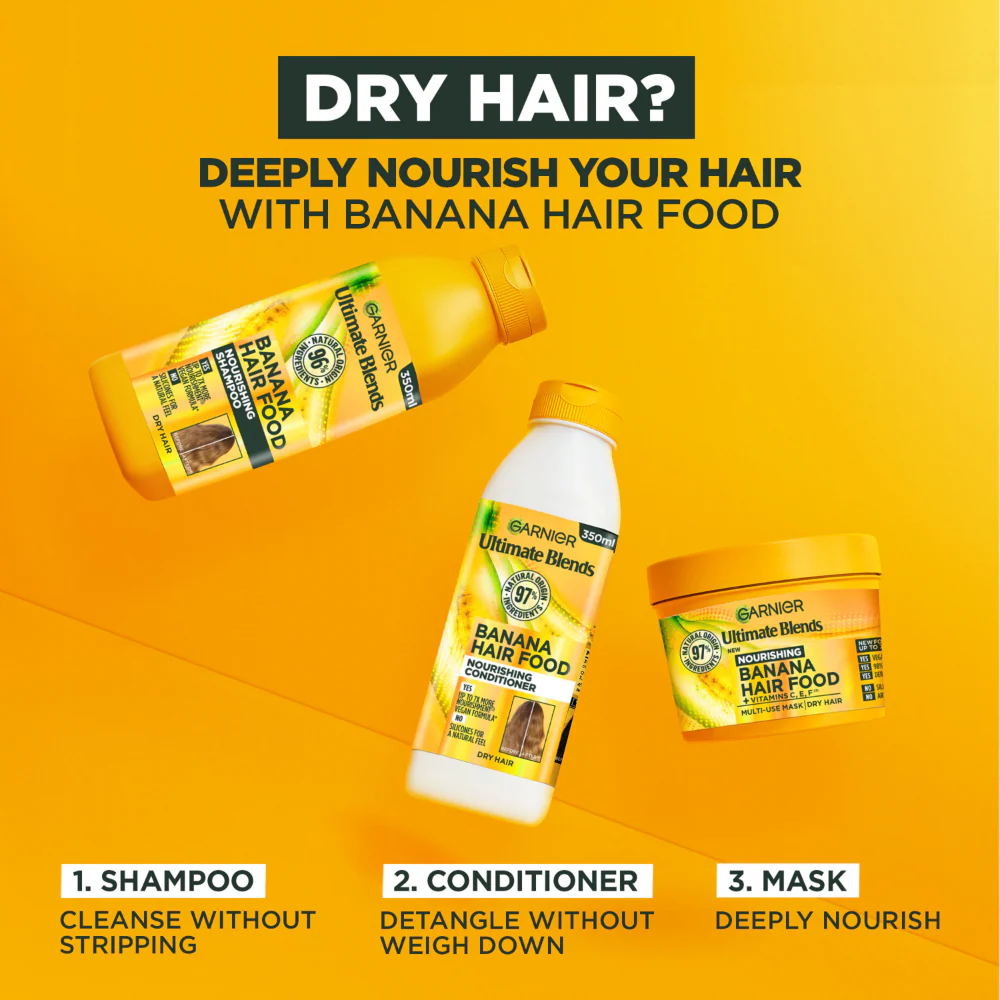 Garnier Ultimate Blends Banana Hair Food Nourishing Shampoo 350ml - Image 5