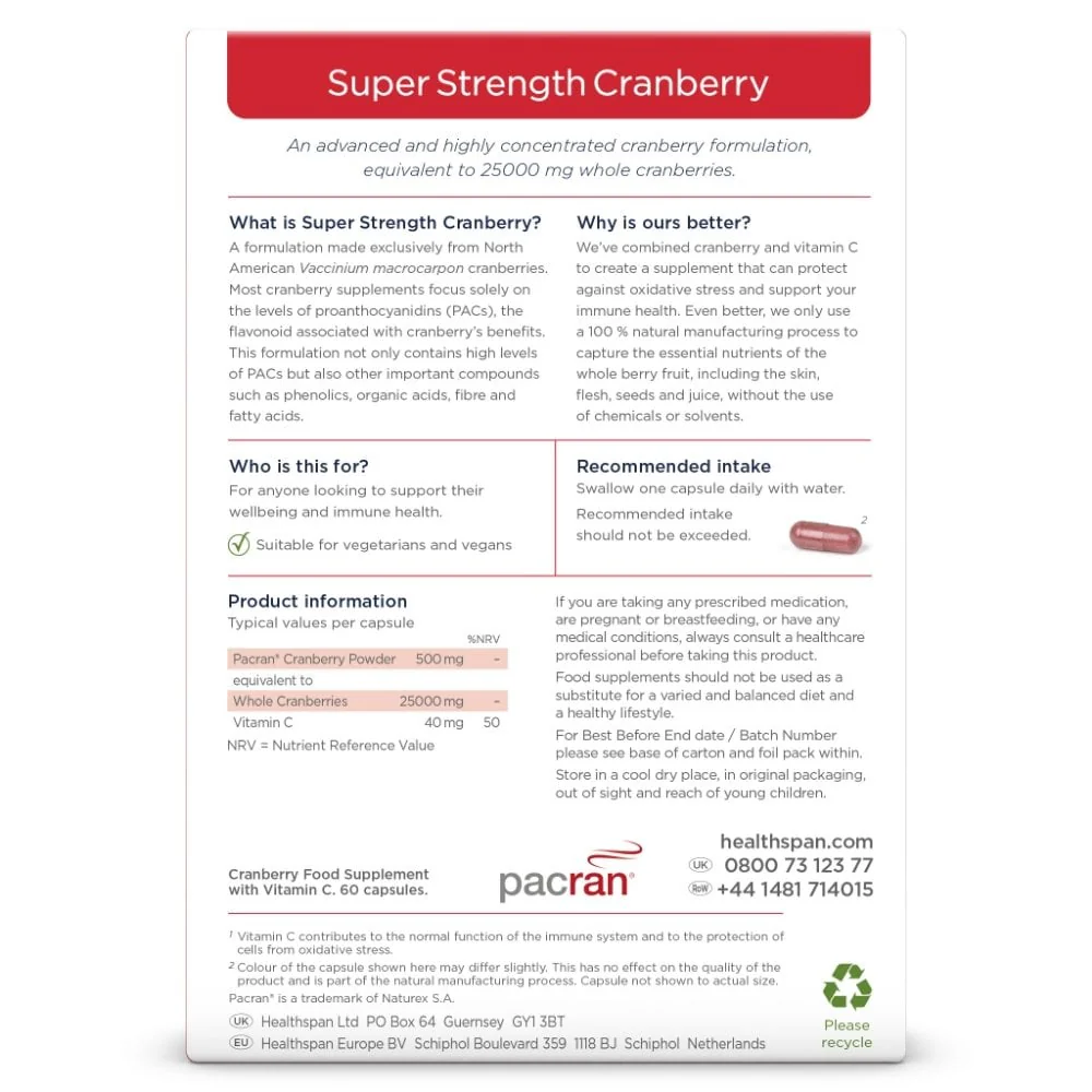 Healthspan Super Strength Cranberry 25,000mg 60 Capsules - Image 5