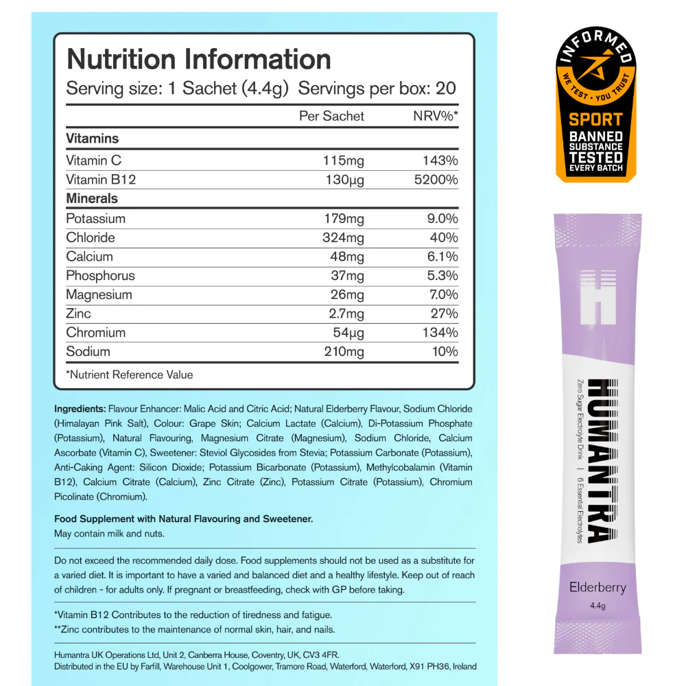 Humantra Elderberry Electrolyte Powder Hydrating Supplement x20 - Image 3