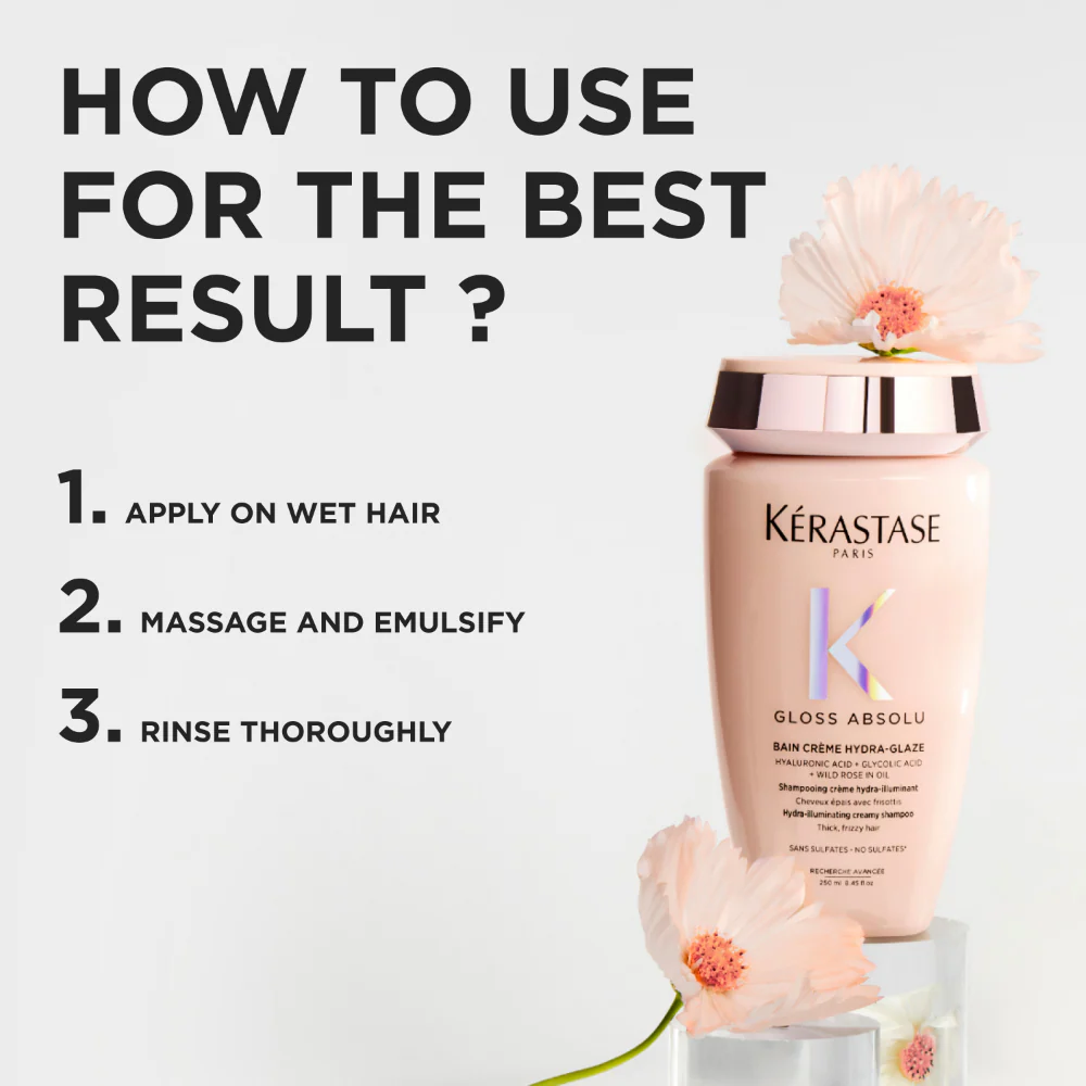 Kérastase Gloss Absolu Bain Crème Hydra-Glaze Hydra-Illuminating Creamy Shampoo 250ml - Image 7
