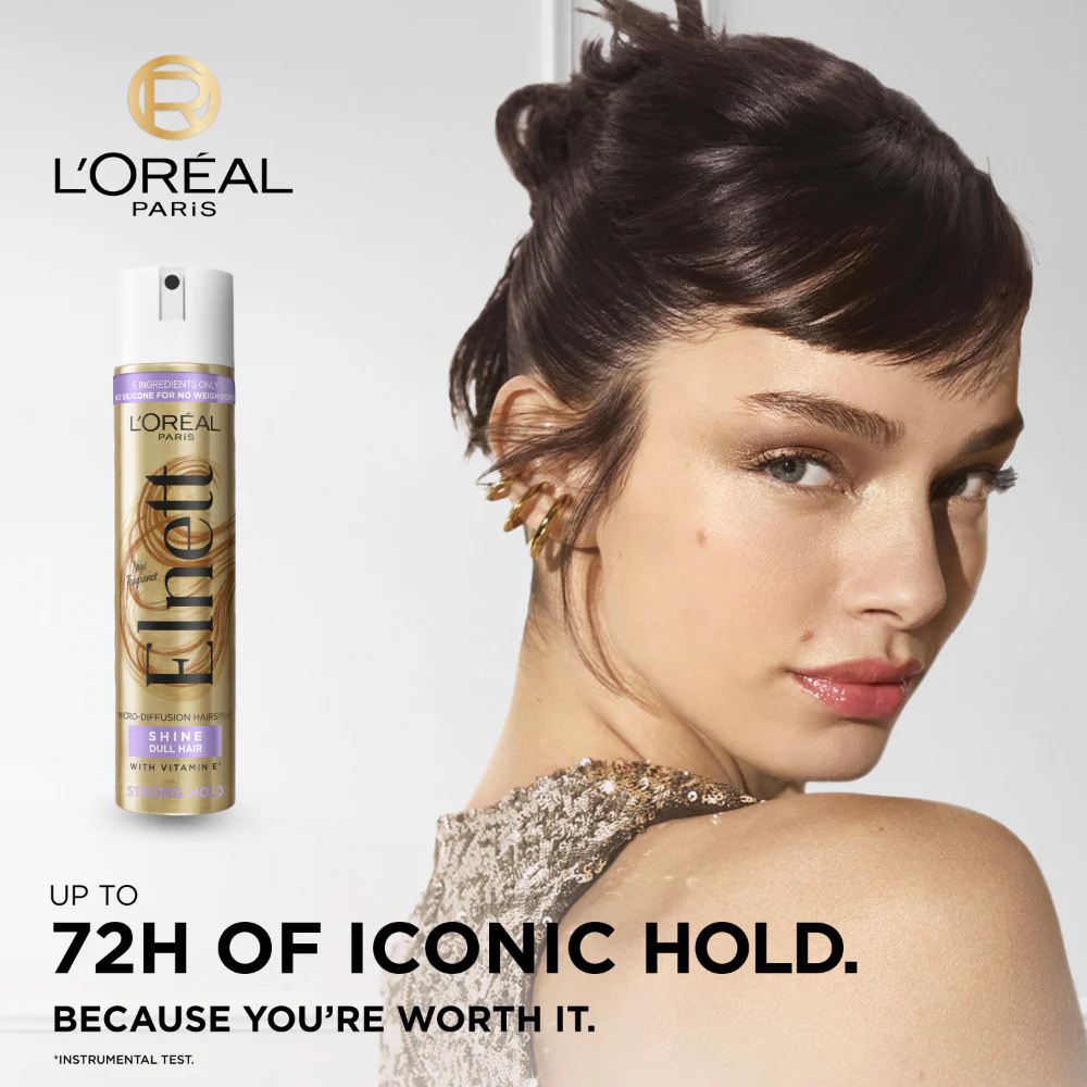 L'Oreal Paris Elnett Strong Hold Hairspray for Dull Hair 400ml - Image 2