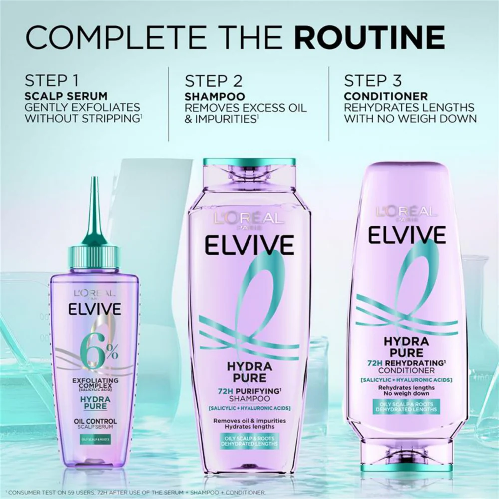 L'Oreal Paris Elvive Hydra Pure 72H Purifying Shampoo 400ml - Image 4