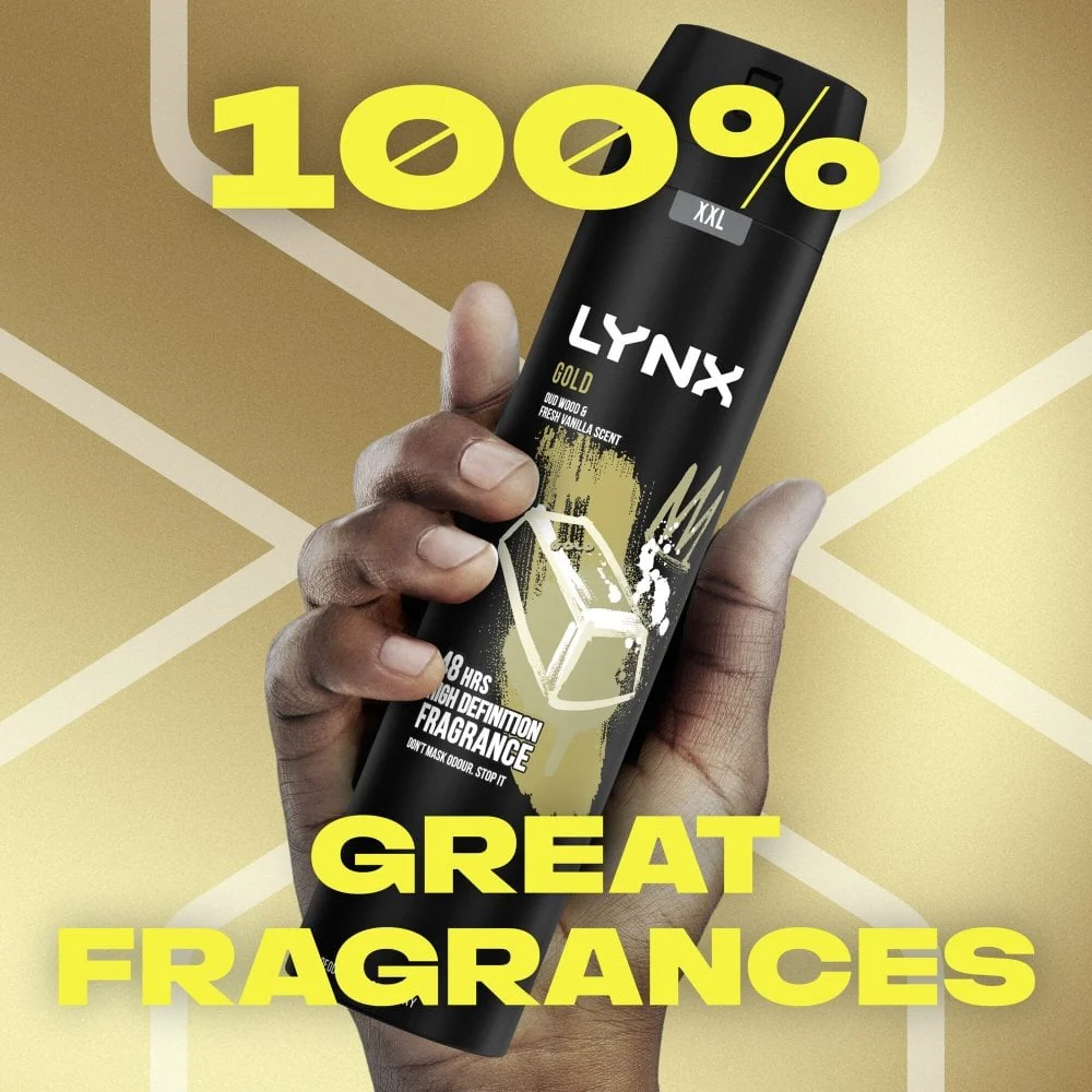 Lynx XXL Gold 48h Oudwood & Fresh Vanilla Deodorant Body Spray 250ml - Image 5