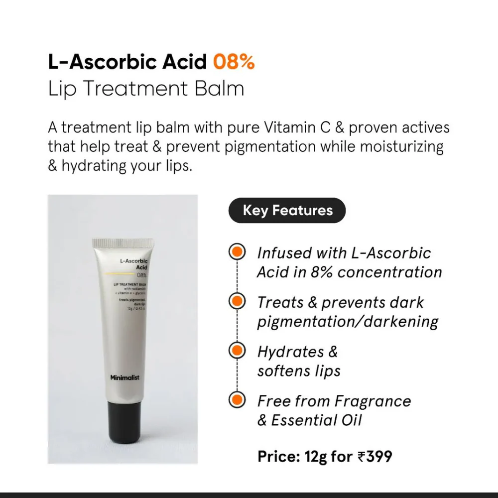 Minimalist L-Ascorbic Acid 08% Lip Treatment Balm 12g - Image 3