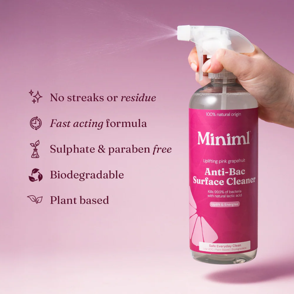 Miniml Anti-Bacterial Surface Cleaner Pink Grapefruit 750ml - Image 3