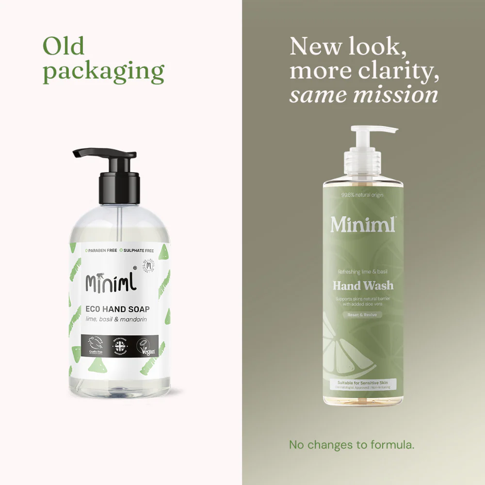 Miniml Eco Friendly Hand Soap Lime, Basil & Mandarin 500ml Plastic Pump - Image 5