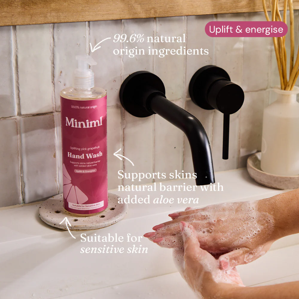 Miniml Eco-Friendly Hand Wash Pink Grapefruit & Aloe Vera 500ml Plastic Pump - Image 2