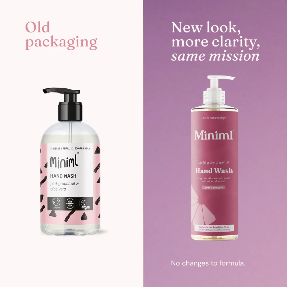 Miniml Eco-Friendly Hand Wash Pink Grapefruit & Aloe Vera 500ml Plastic Pump - Image 5