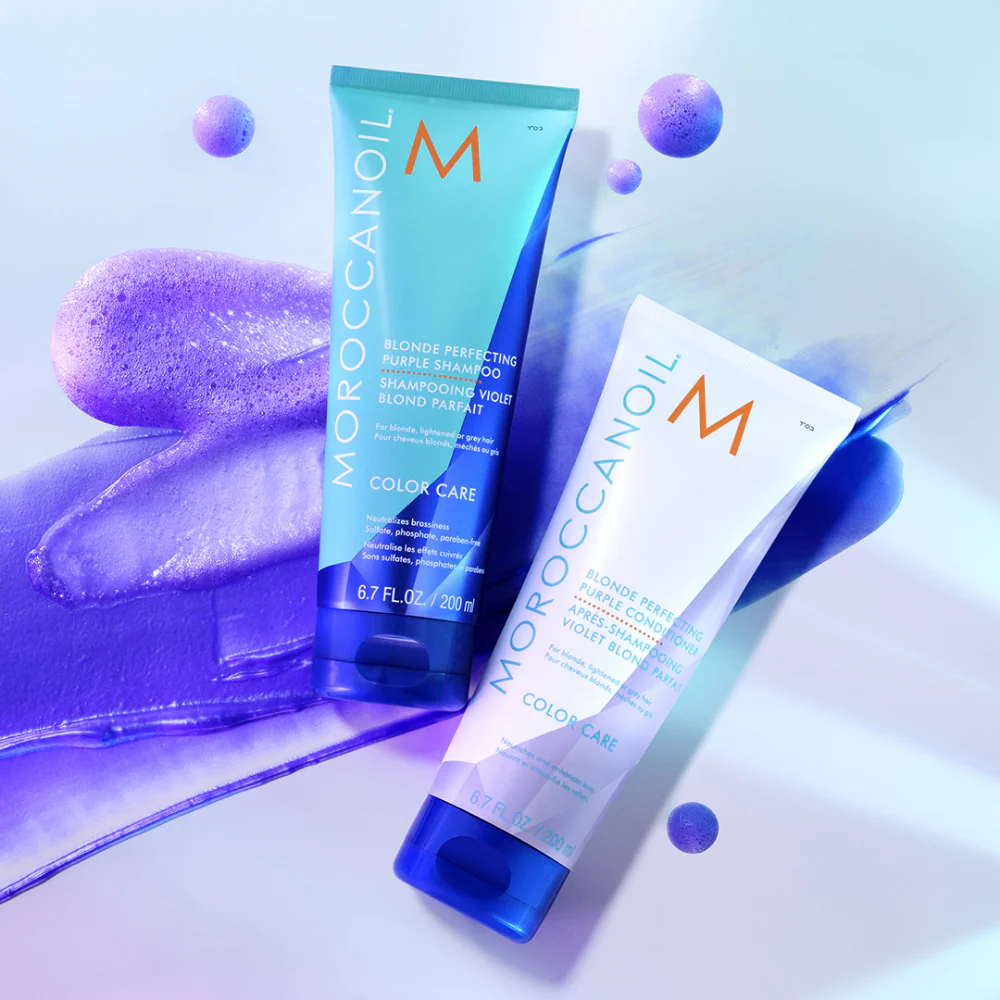 Moroccanoil Blonde Perfecting Purple Shampoo & Conditioner Twin 2 x 200ml - Image 2