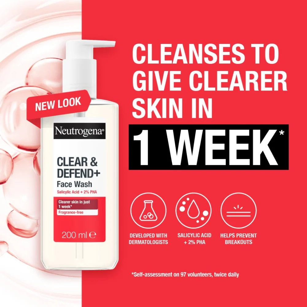 Neutrogena Clear & Defend+ Facial Wash 200ml - Image 2