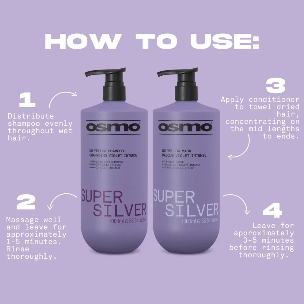 Osmo Super Silver No Yellow Shampoo & Mask Twin 2 x 1000ml - Image 3