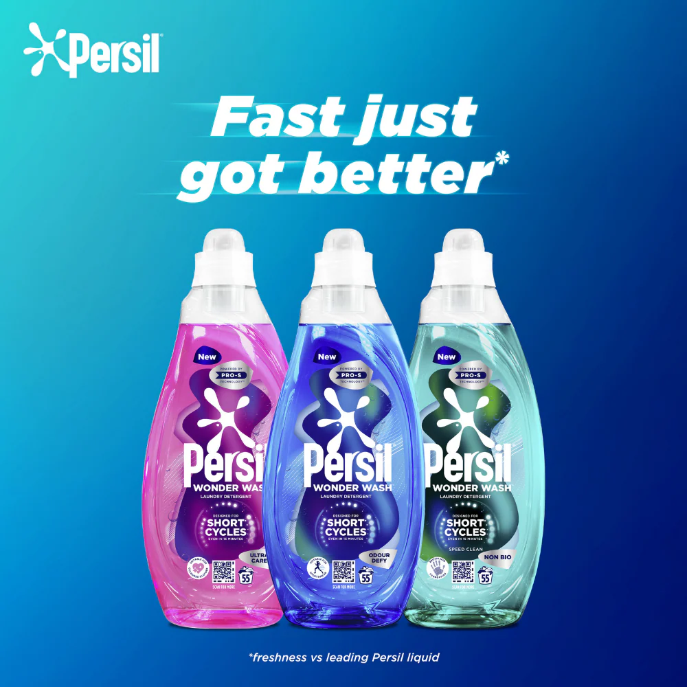 Persil Wonder Wash Odour Defy Bio Liquid Laundry Washing Detergent 55 Washes 1485ml - Image 6
