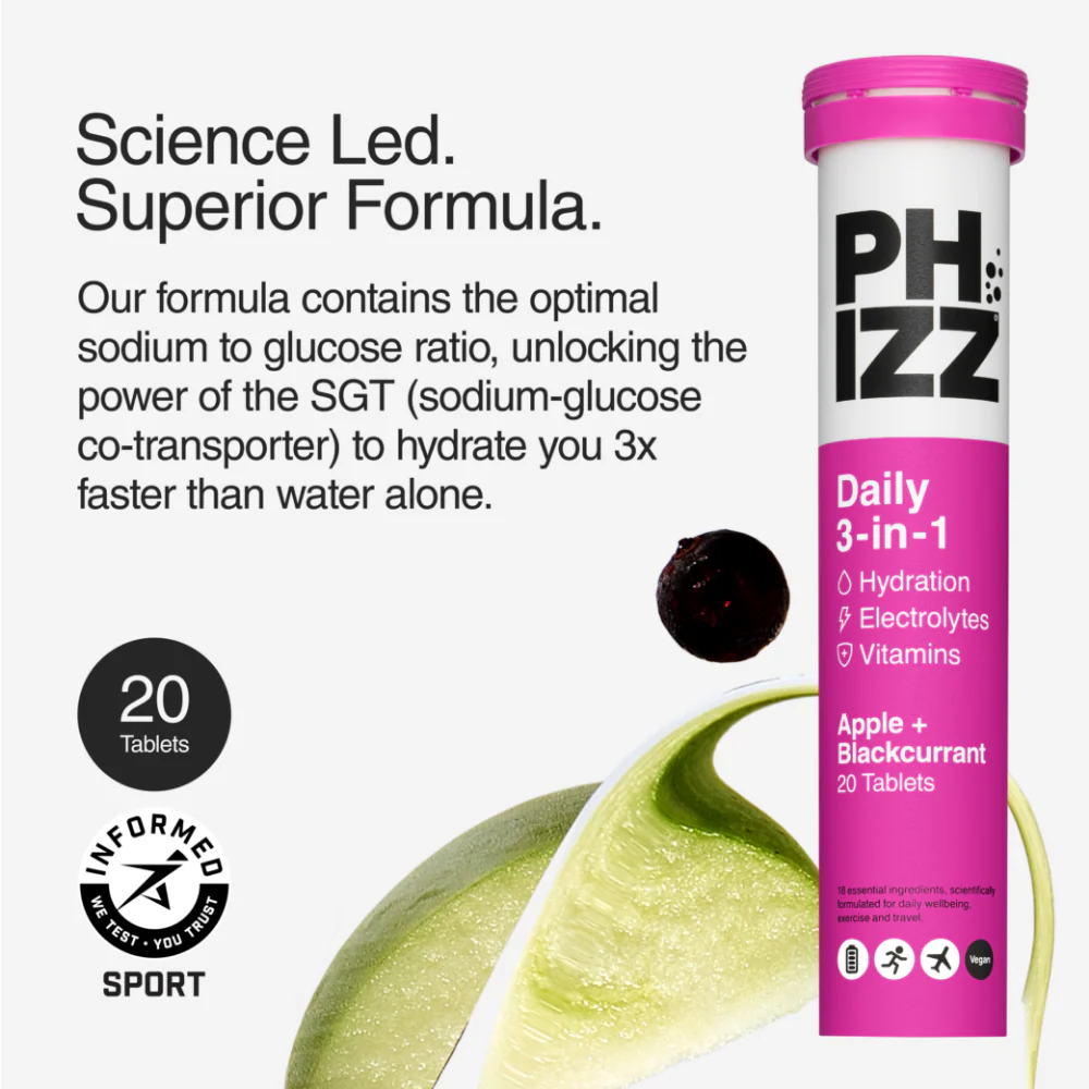 Phizz Daily 3-in-1 Hydration, Electrolytes & Vitamins Effervescent Tablets Apple & Blackcurrant 20 Tablets - Image 4