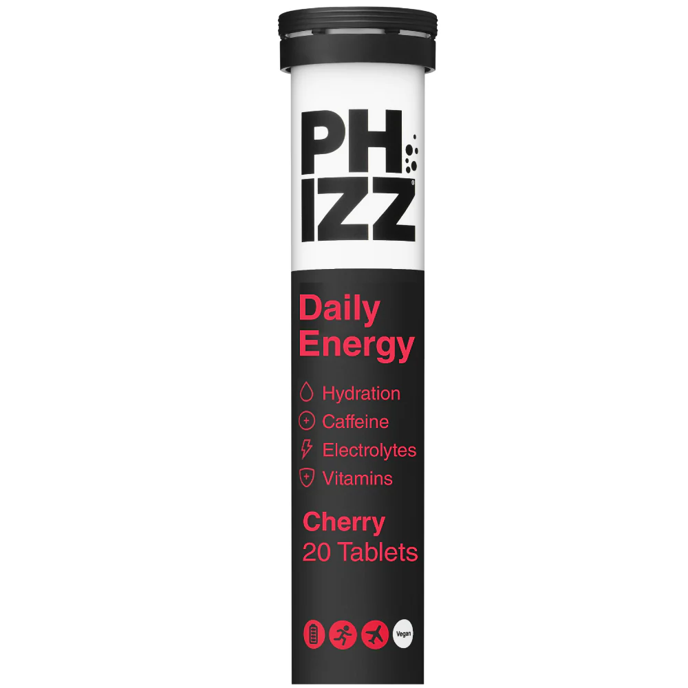 Phizz Daily Energy Hydration, Caffeine, Electrolytes & Vitamins Effervescent Tablets Cherry 20 Tablets