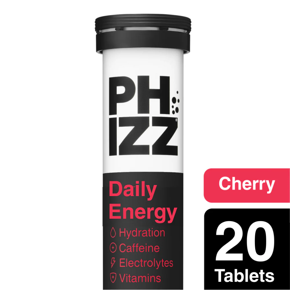 Phizz Daily Energy Hydration, Caffeine, Electrolytes & Vitamins Effervescent Tablets Cherry 20 Tablets - Image 2