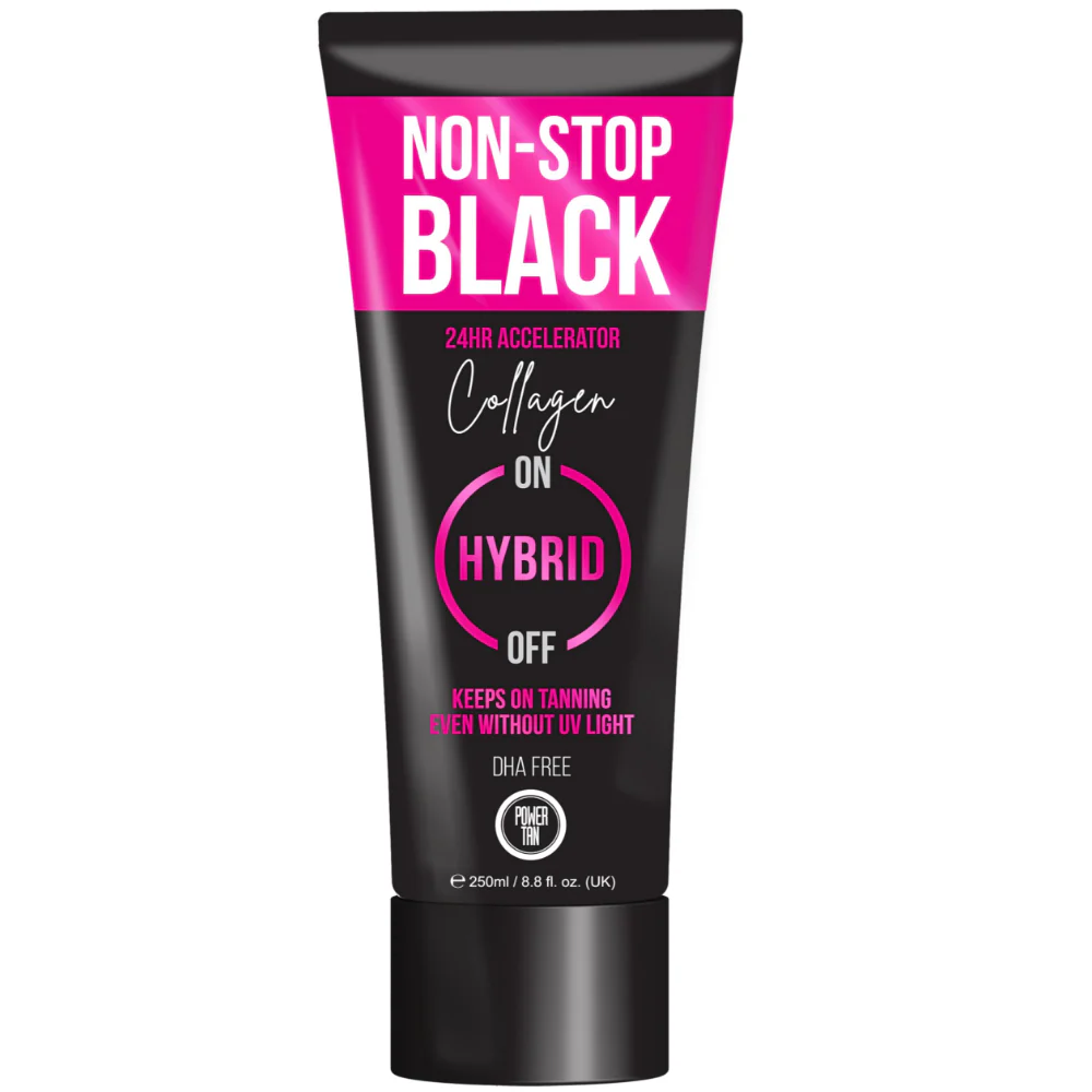 Power Tan Non-Stop Black 24HR Collagen Hybrid Gelee Tanning Accelerator 250ml