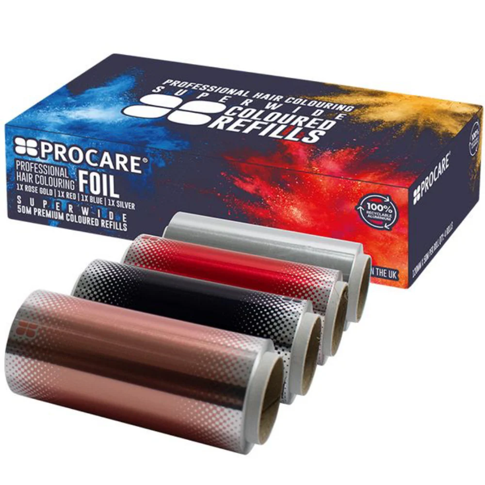 Procare Premium Super Wide Coloured Hair Foil Rolls 120mm x 50mtr Pack of 4
