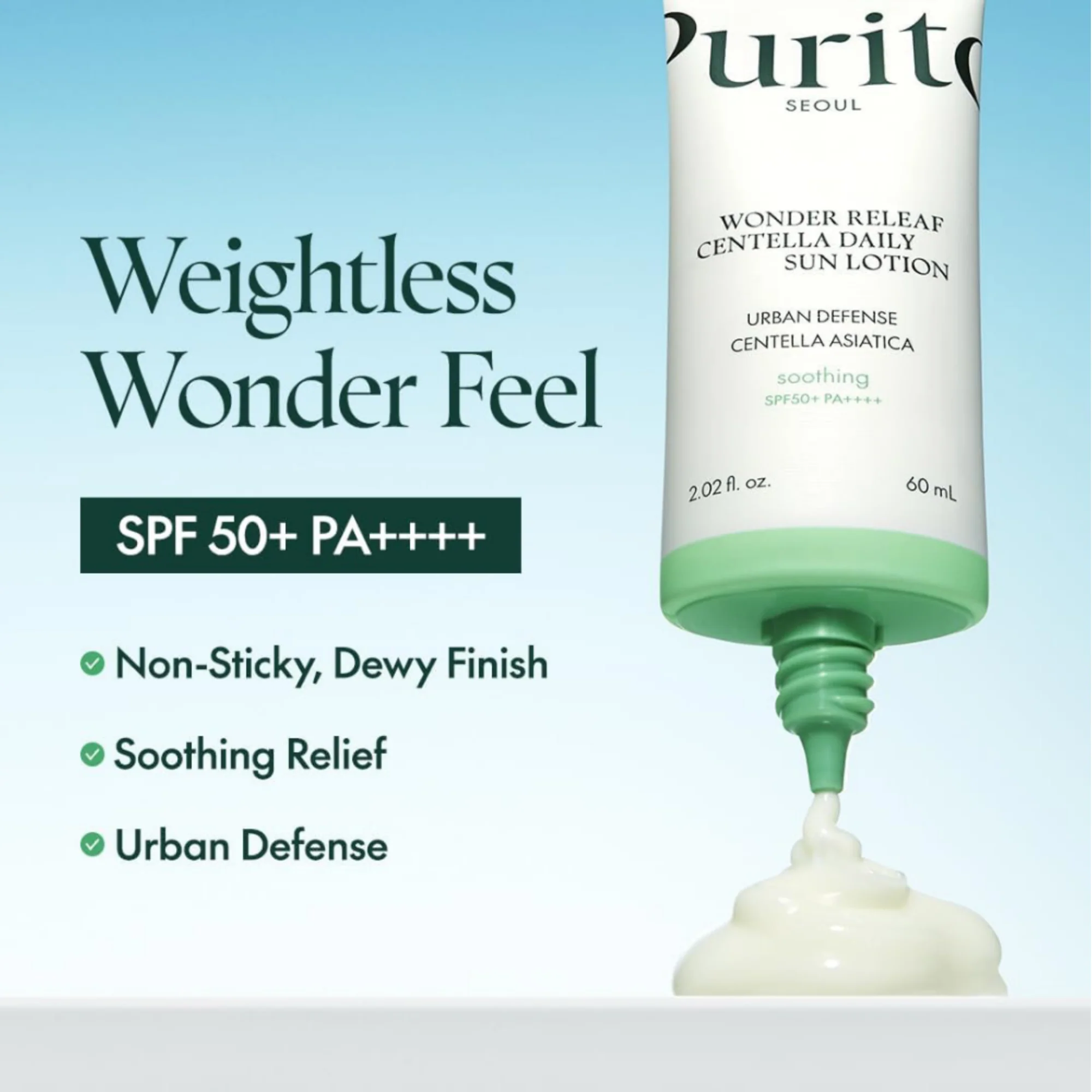 Purito Wonder Releaf Centella Daily Sun Lotion PA++++ SPF50+ 60ml - Image 3
