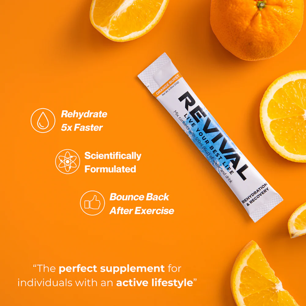 Revival Orange Burst Rehydration & Recovery Electrolyte Drink Mix x12 - Image 5