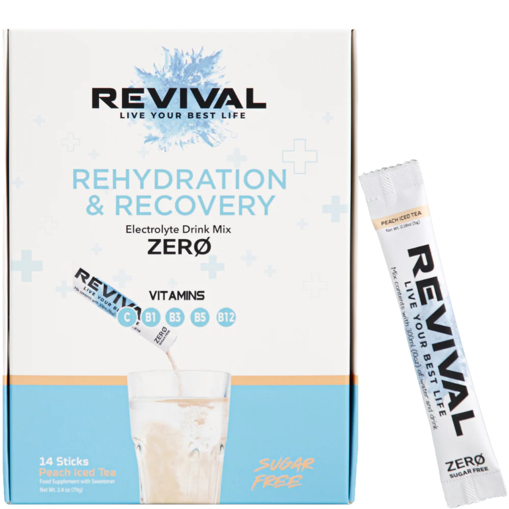 Revival Zero Sugar Peach Iced Tea Rehydration & Recovery Electrolyte Drink Mix x14