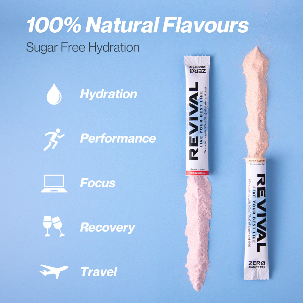 Revival Zero Sugar Strawberry Rehydration & Recovery Electrolyte Drink Mix x14 - Image 4