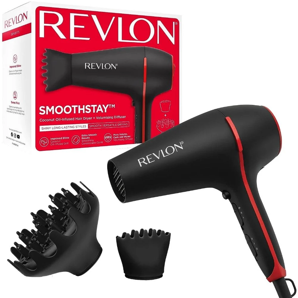 Revlon Pro Collection SmoothStay Coconut Oil Infused Hair Dryer & Volumiser with Diffuser
