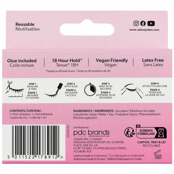 Salon System 3/4 Length Wispy Volume Strip Lashes Black 011 - Image 2