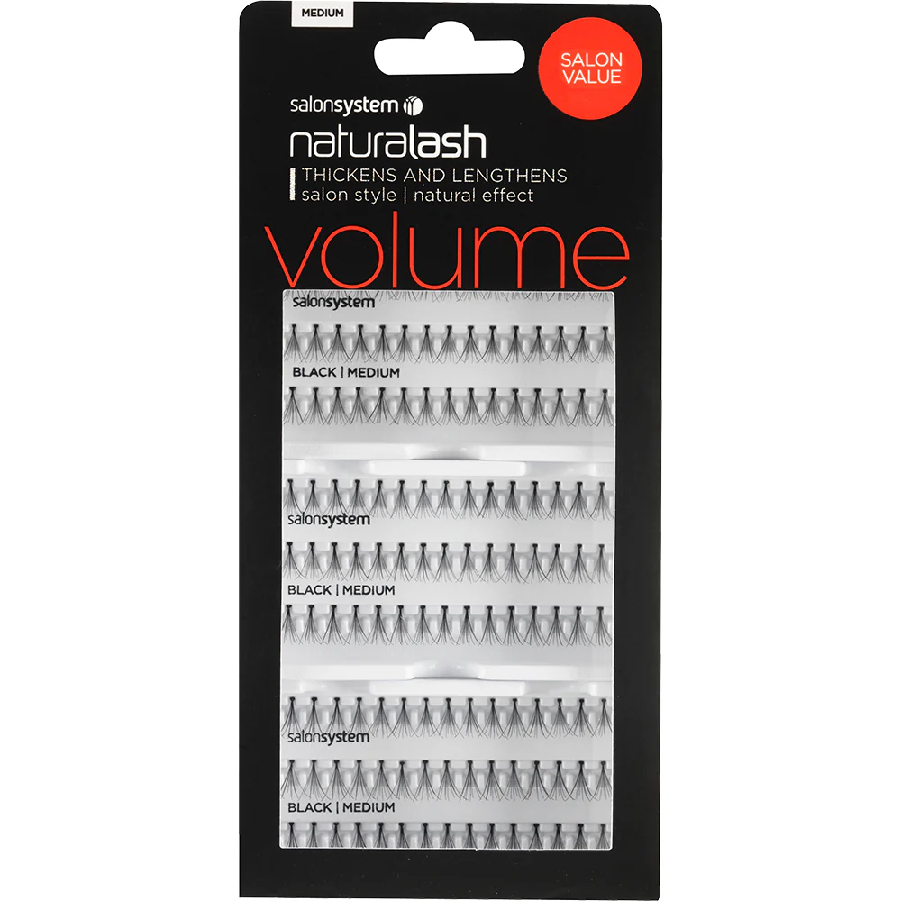 Salon System Naturalash Individual Lashes Black Medium 6 Pack