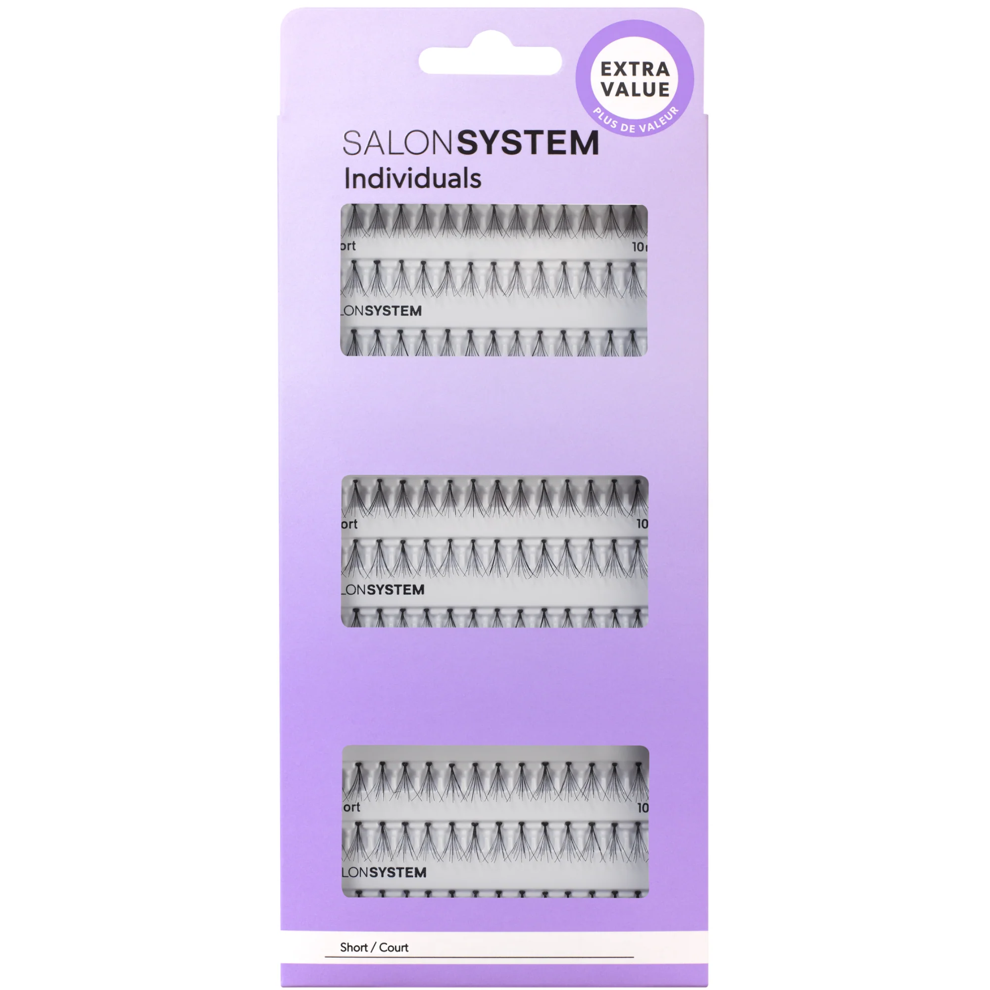 Salon System Naturalash Individual Lashes Black Short 3 Pack