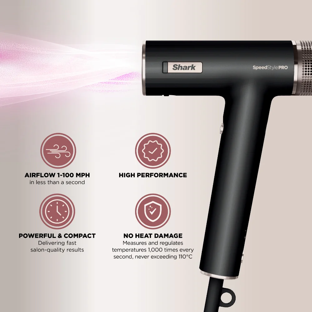 Shark Beauty SpeedStyle Pro 5-In-1 High-Velocity Hair Dryer Black - Image 9