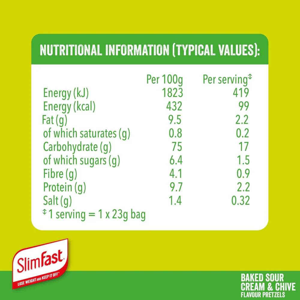 SlimFast Baked Sour Cream & Chive Flavour Pretzels Multipack 24 x 23g - Image 8