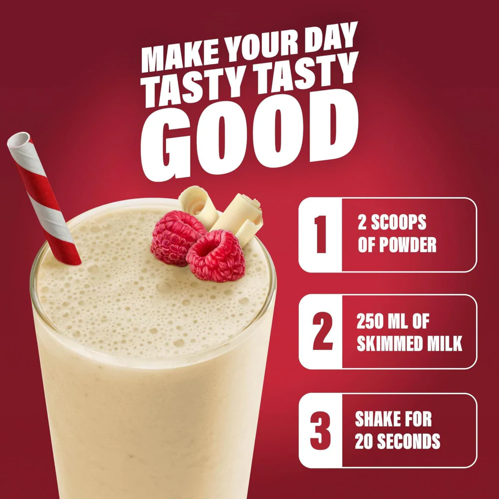 SlimFast Tasty Balanced Meal Powder Raspberry & White Chocolate Tub 16 Servings 584g - Image 2