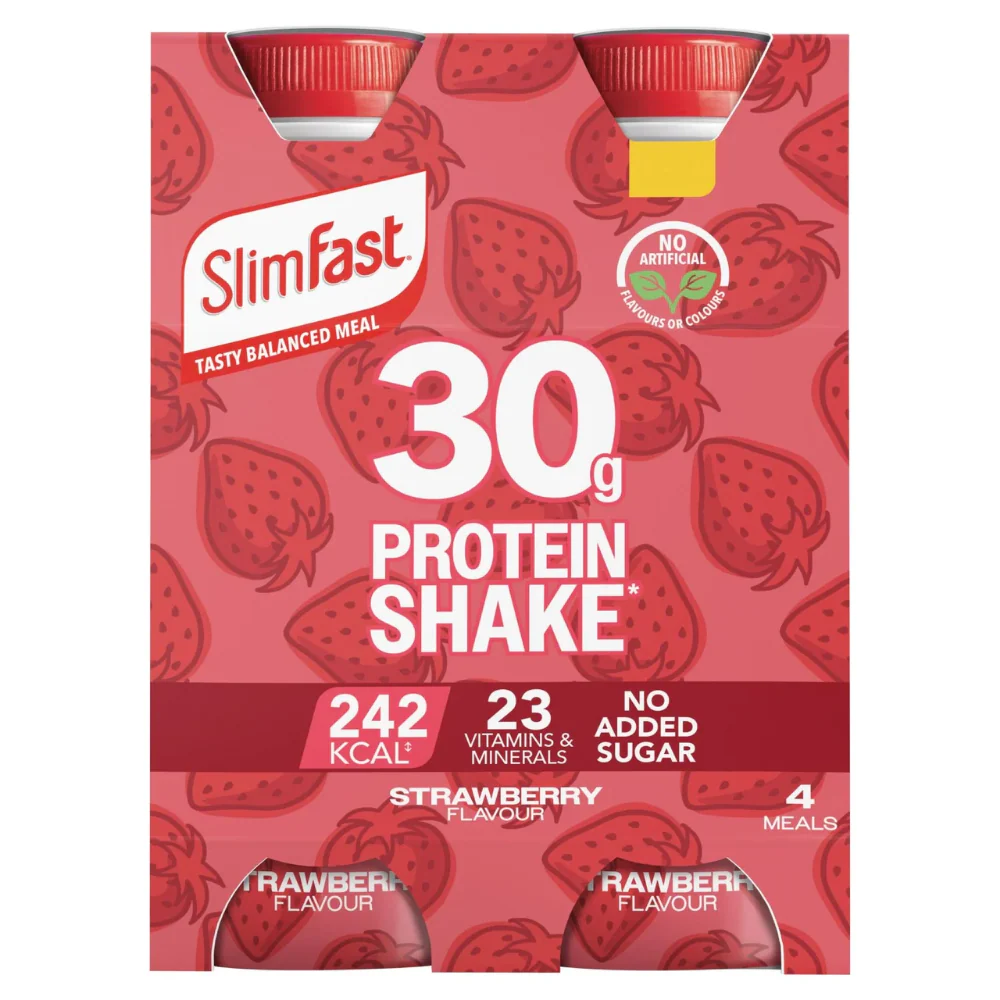 SlimFast Tasty Balanced Meal Strawberry Protein Shake Multipack 4 x 325ml