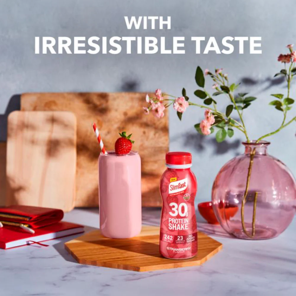 SlimFast Tasty Balanced Meal Strawberry Protein Shake Multipack 4 x 325ml - Image 6