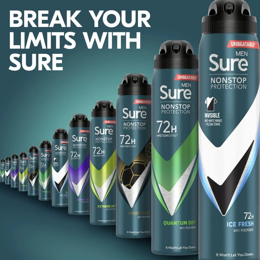 Sure Men Nonstop Protection 72h Invisible Ice Fresh Anti-Perspirant Deodorant Spray 250ml - Image 8