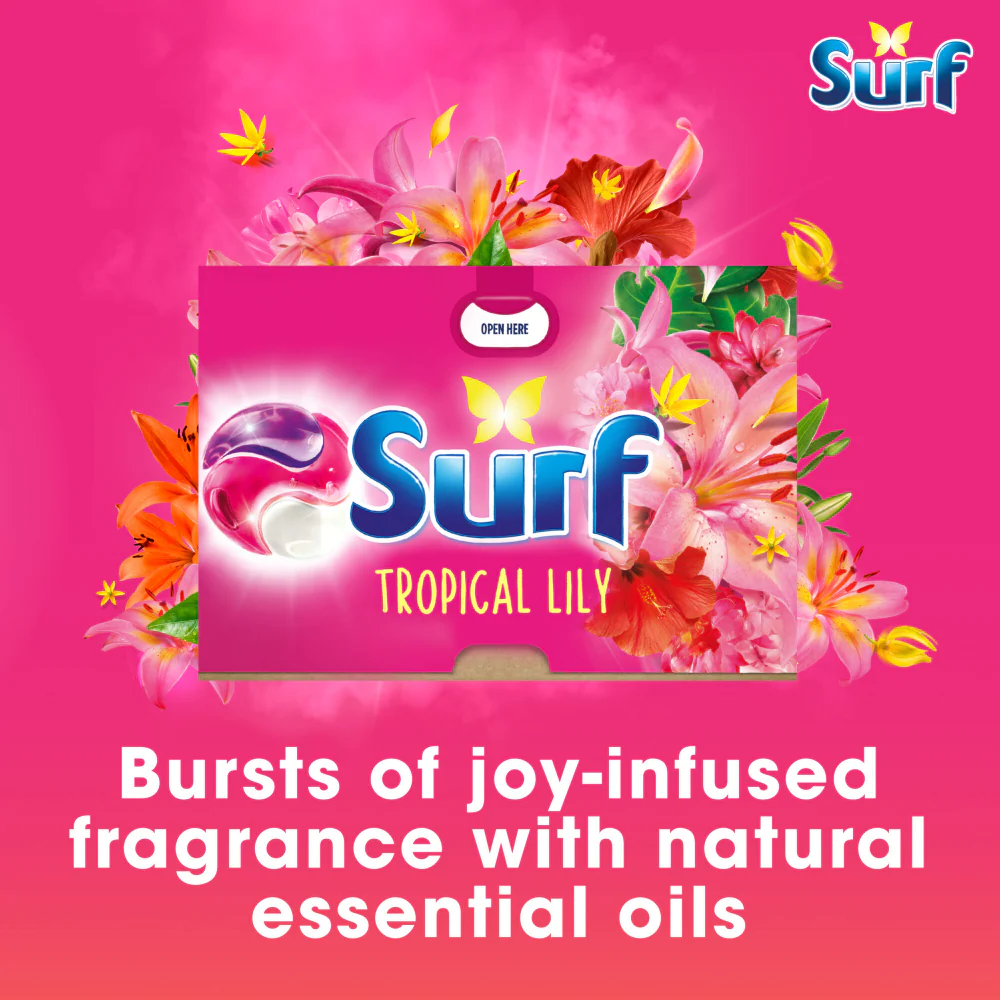 Surf Tropical Lily 3-In-1 Laundry Washing Detergent Capsules 26 Washes - Image 4
