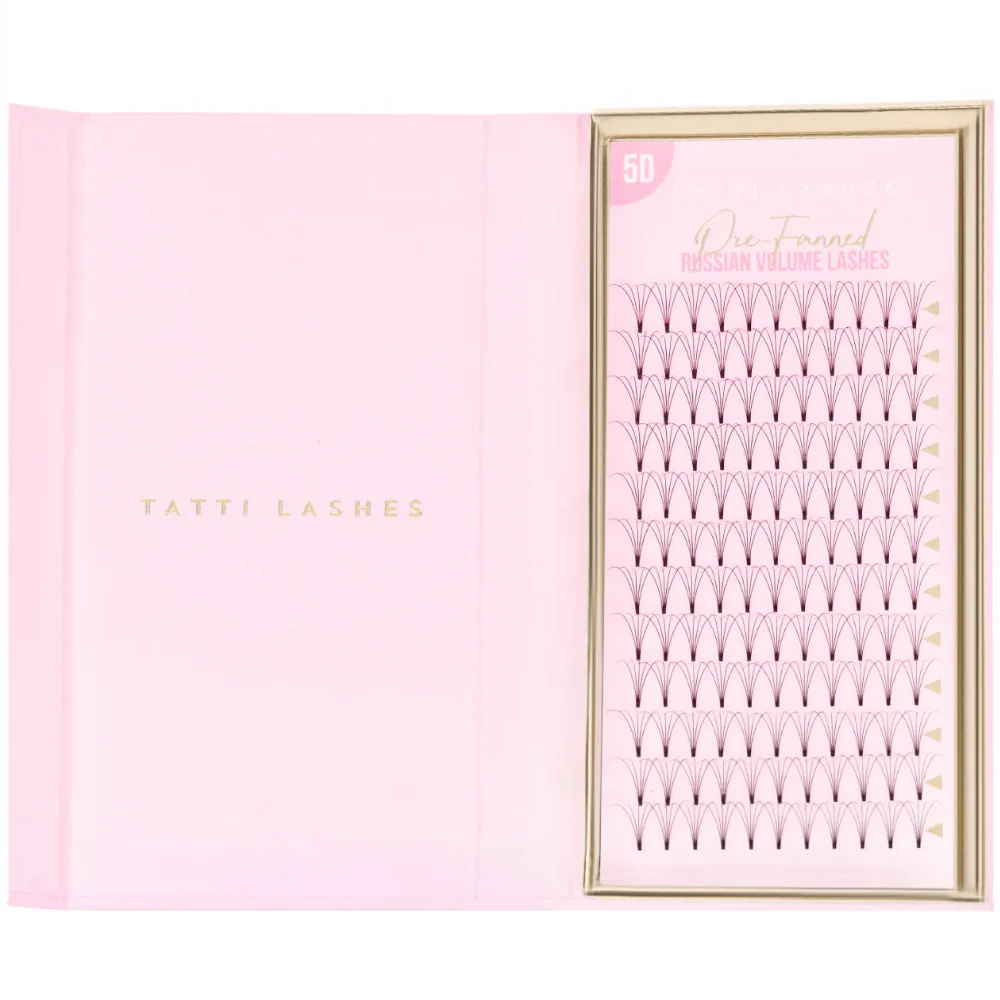 Tatti Lashes 12mm C Curl Pre-Fanned Russian Volume 5D Individual Lashes Black - Image 3