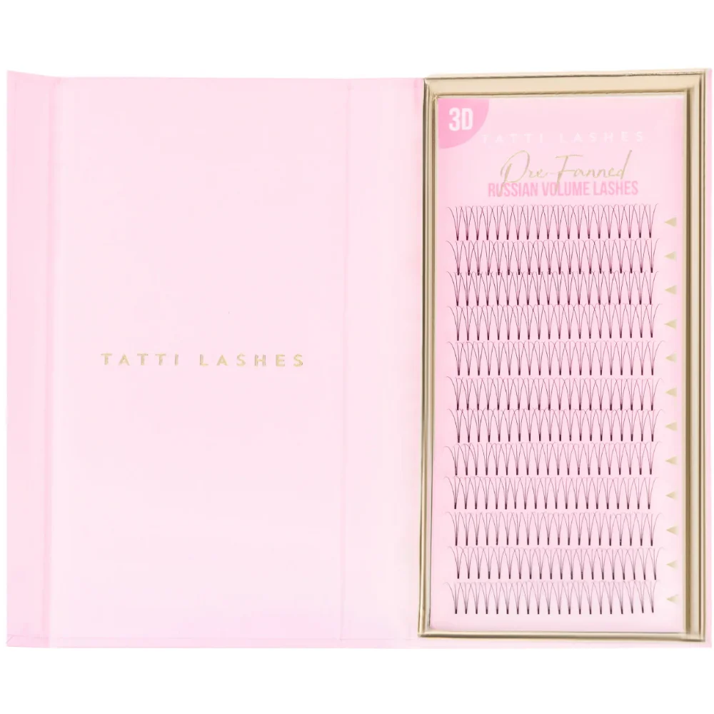 Tatti Lashes 14mm C Curl Pre-Fanned Russian Volume 3D Individual Lashes Black - Image 2