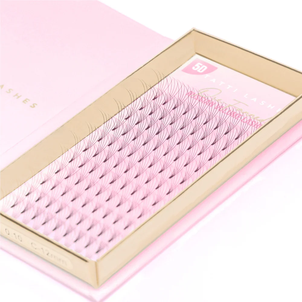 Tatti Lashes 14mm D Curl Pre-Fanned Russian Volume 5D Individual Lashes Black - Image 4