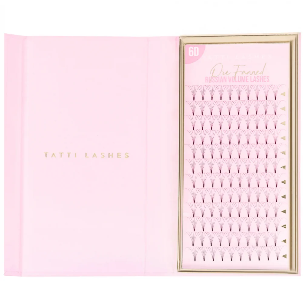 Tatti Lashes 14mm D Curl Pre-Fanned Russian Volume 6D Individual Lashes Black - Image 2