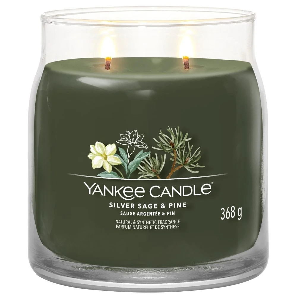 Yankee Candle Silver Sage & Pine Medium Signature Jar Candle - Image 2