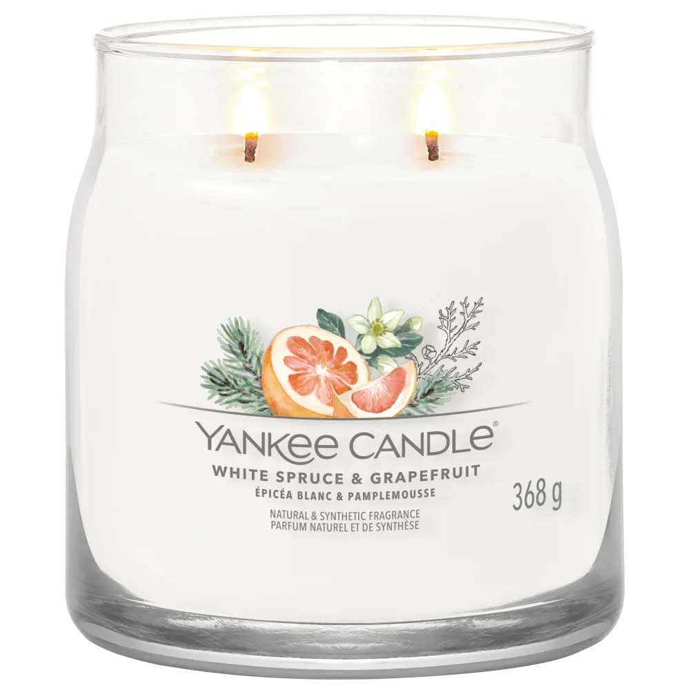 Yankee Candle White Spruce & Grapefruit Medium Signature Jar Candle - Image 2